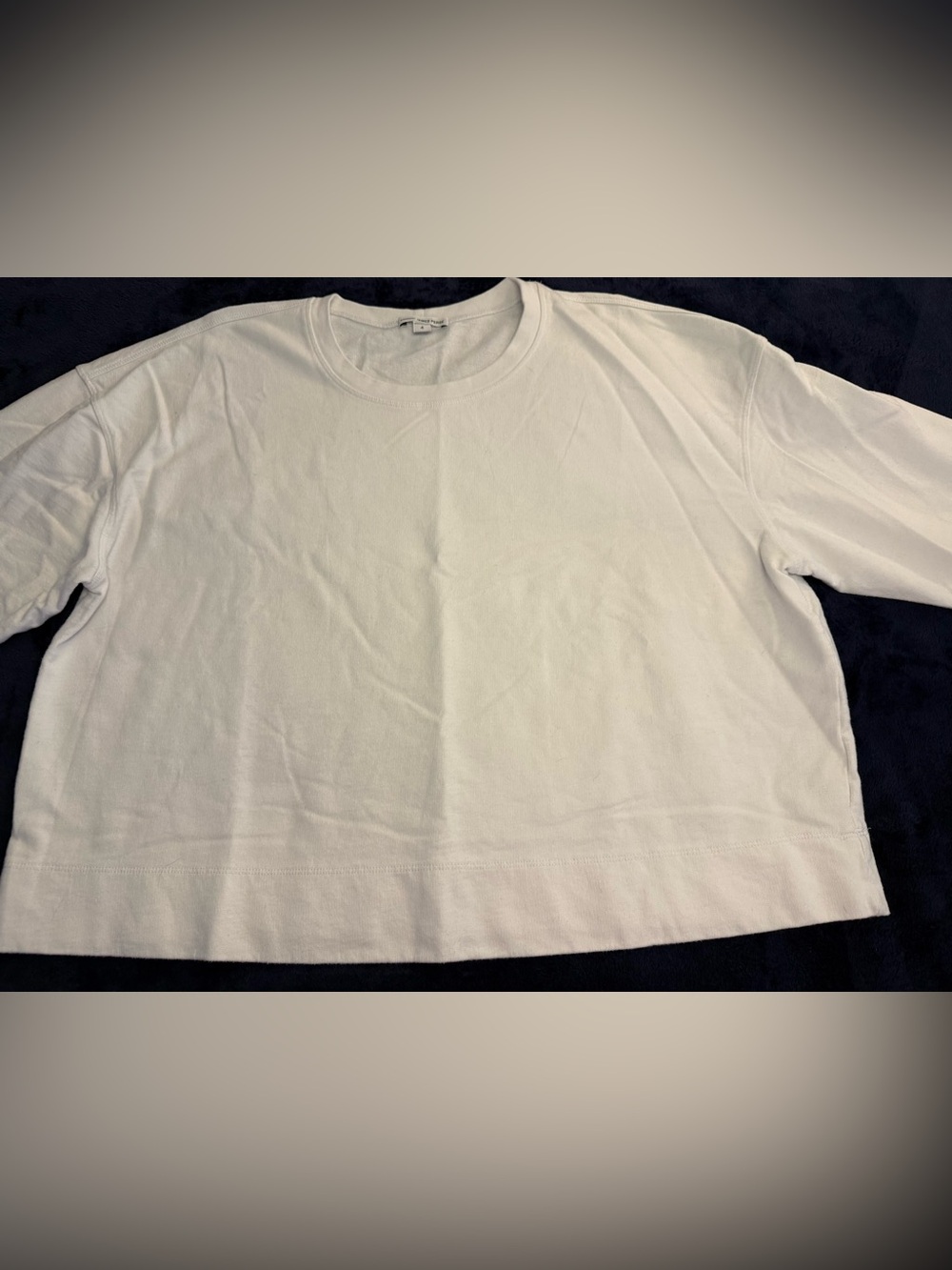 James Pearce White Women's Crewneck Boxy Cotton Sweatshirt Sz XL (their size 4)